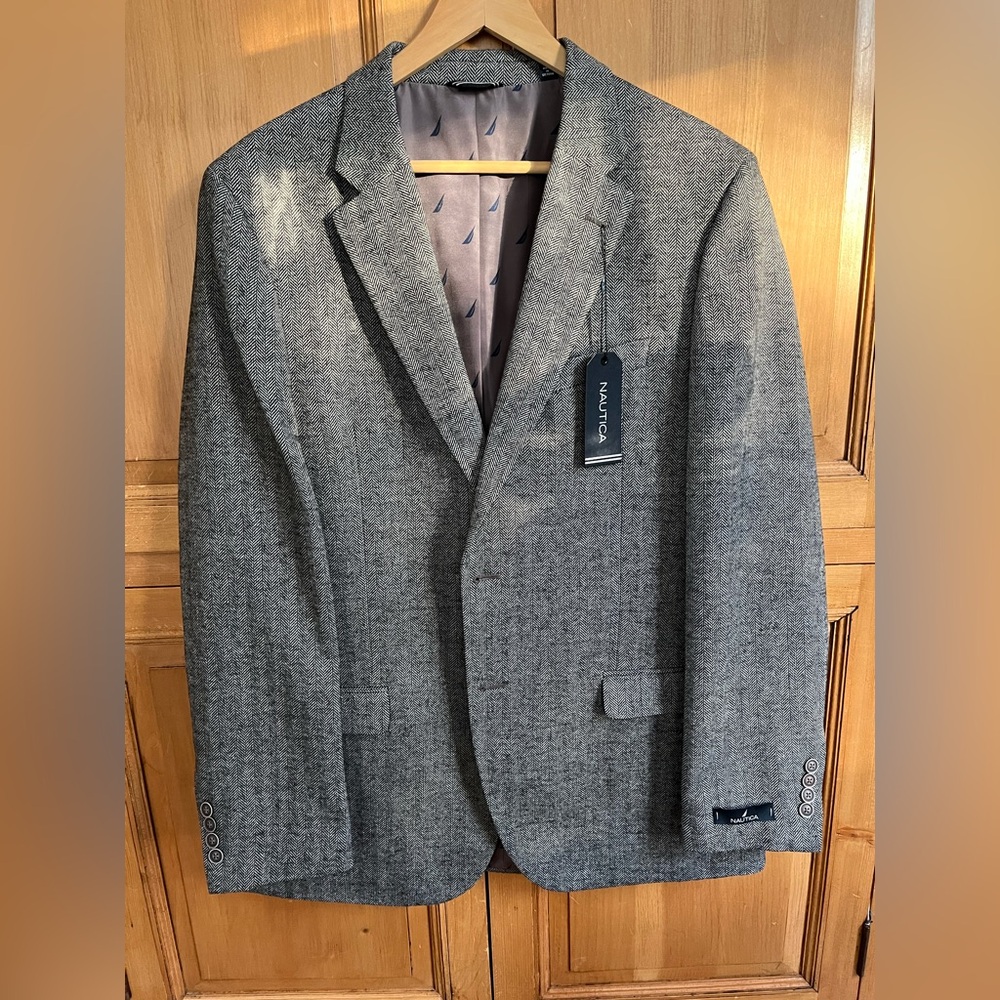 Nautica Gray Herringbone Sport Coat